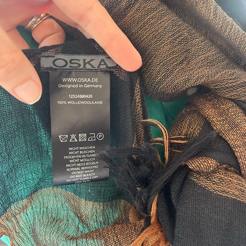Oska Brown and Black Wool Scarf - Picture 2 of 10